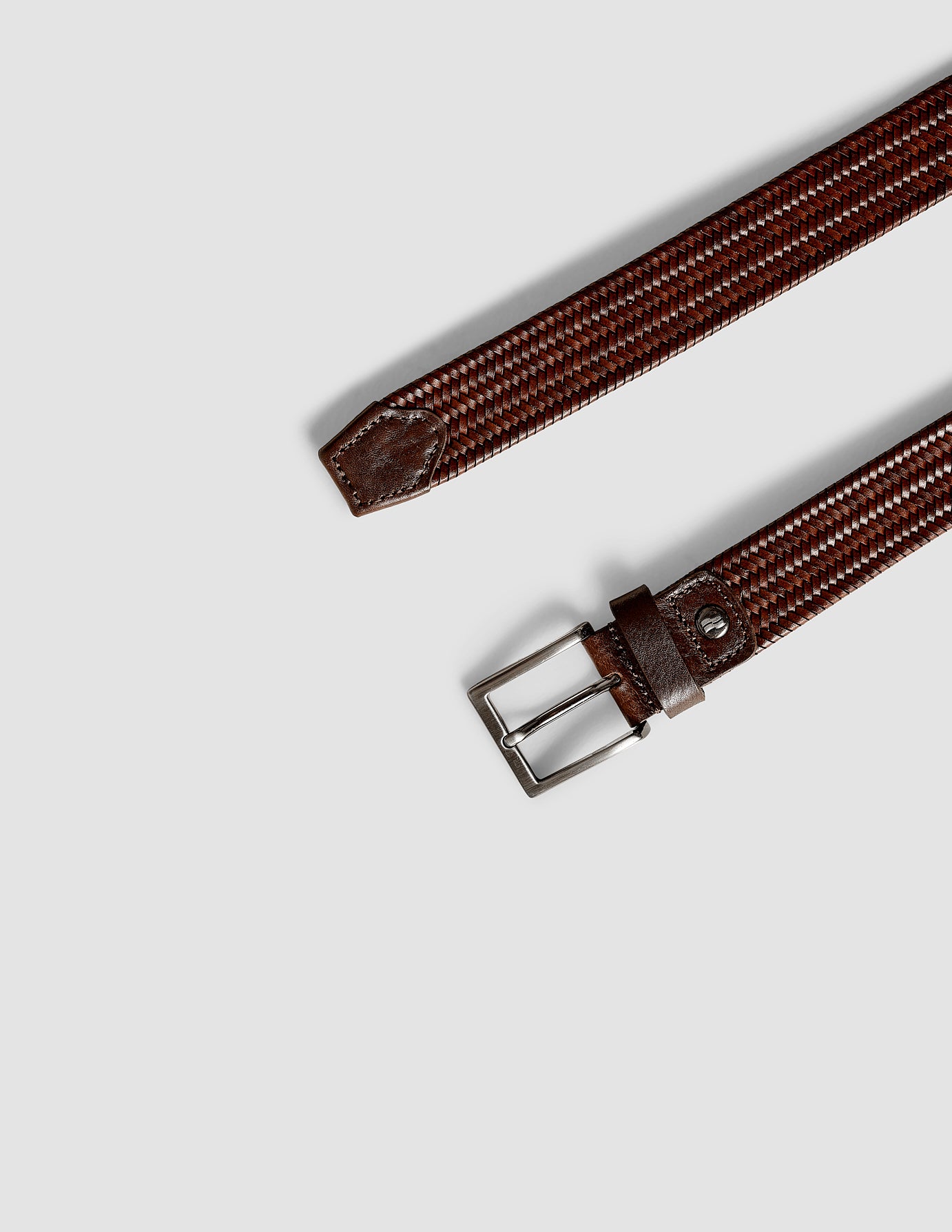 Braided Leather Belt Dark Brown